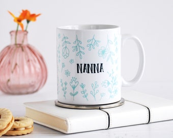 Tasse florale Grand-mère - Cadeau personnalisé pour la fête des mères - Cadeau pour maman