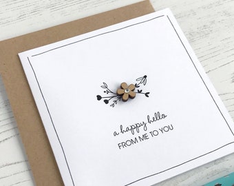 Happy Hello - Thinking ~Of You - Cute Floral Greetings Card