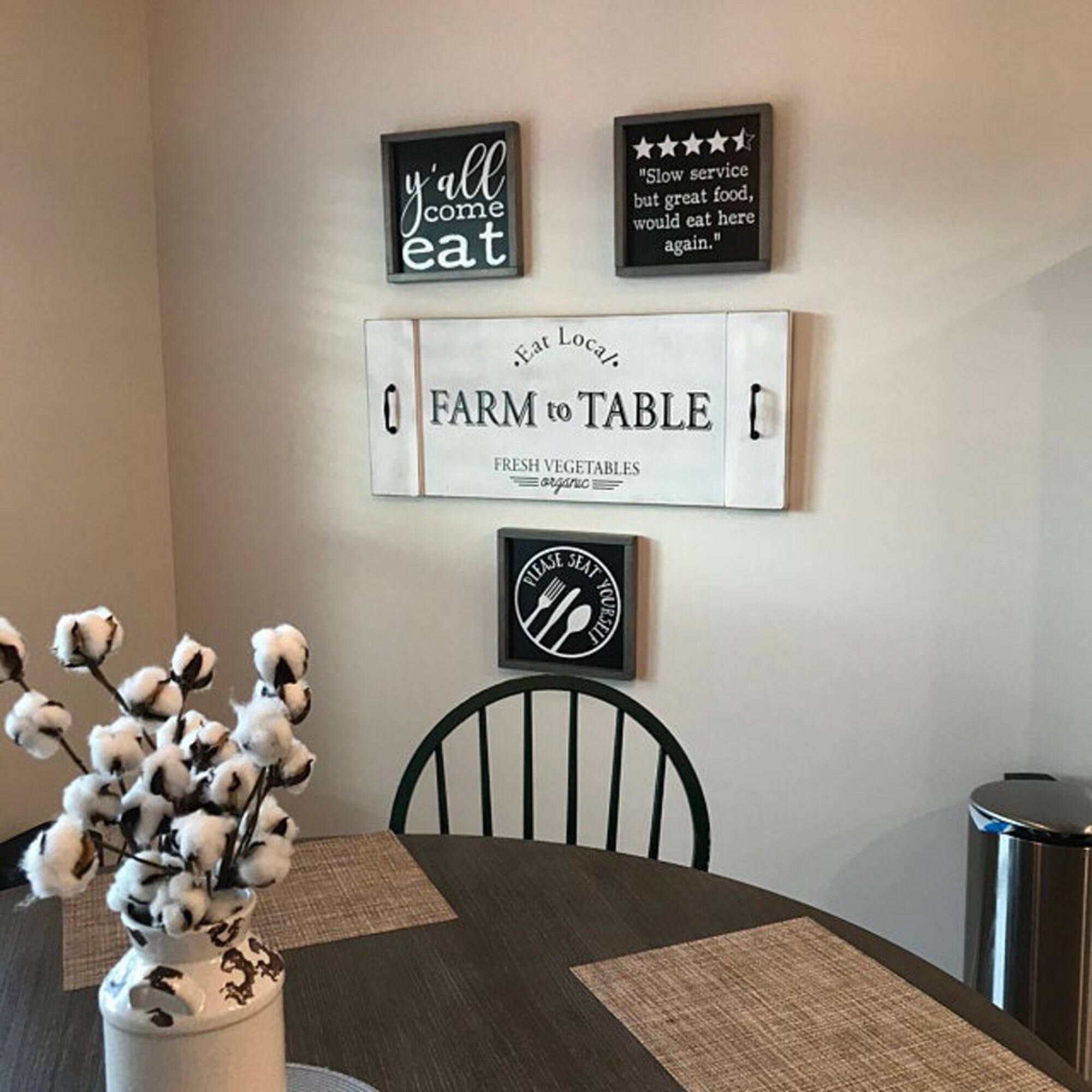 Black and white kitchen sign