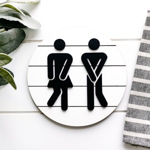 Funny Shiplap 3D Restroom Sign Bathroom Wall Decor Modern Farmhouse Bath Decor