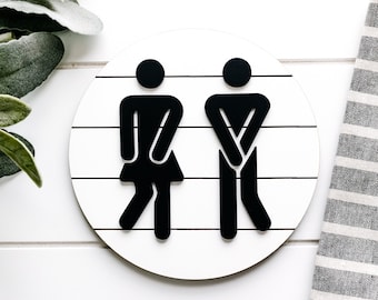 Funny Shiplap 3D Restroom Sign Bathroom Wall Decor Modern Farmhouse Bath Decor