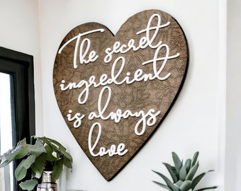 Modern Farmhouse Kitchen Decor The Secret Ingredient Is Always Love Kitchen Wall Art Decor Boho Kitchen Wall Decor