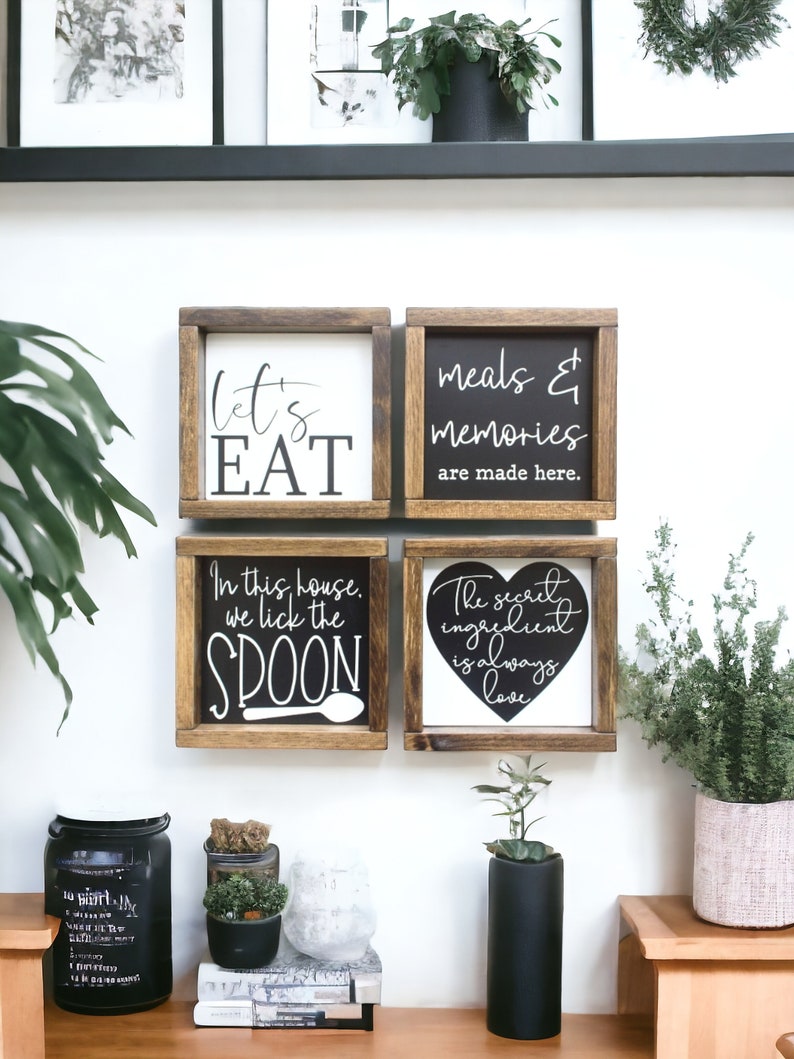 Kitchen Wall Decor Rustic Kitchen Signs Black and White Kitchen Decor Modern Farmhouse Signs For Kitchen Dining Room Wall Decor image 1