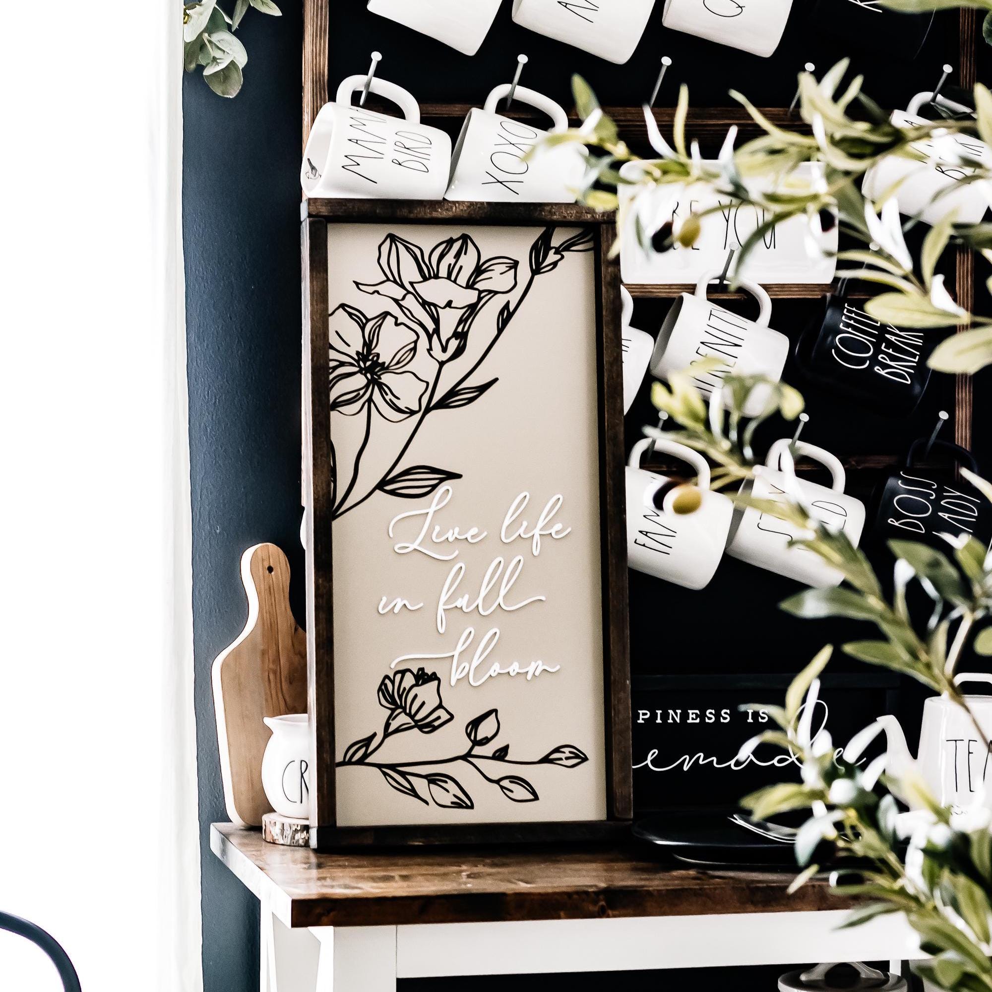 Live Life in Full Bloom Floral Textured Boho Wall Art Modern Farmhouse ...
