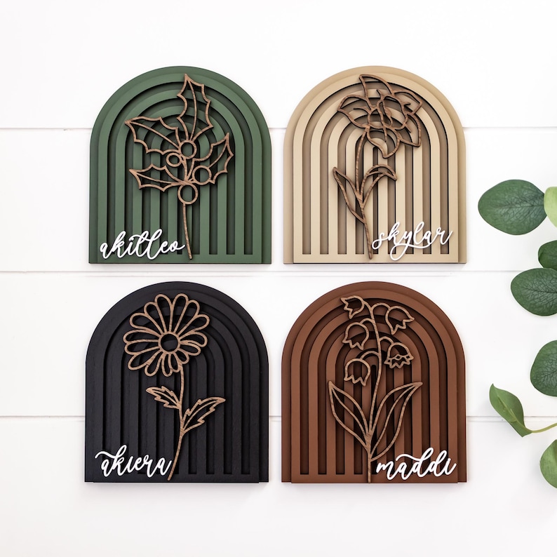 Personalized Birth Month Flower Sign, Boho Floral Decor afbeelding 2