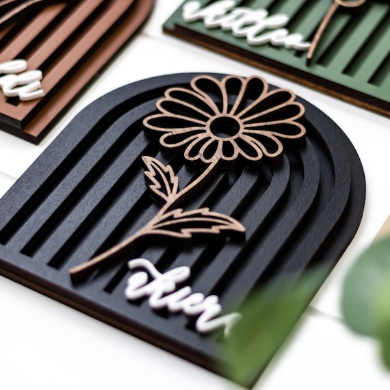 Custom Birth Month Flower Arch Signs Boho Floral Name Signs Personalized Flower Decor For Mother's Day