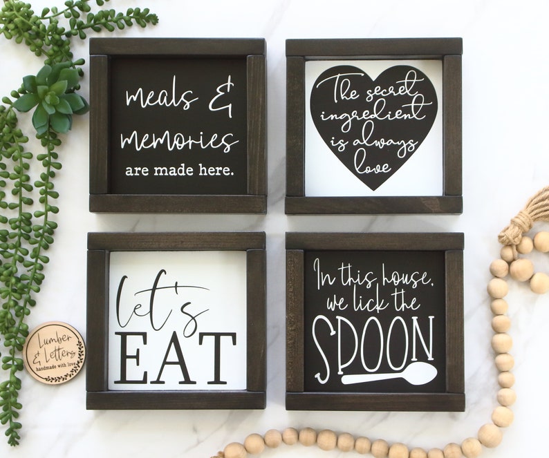 Kitchen Wall Decor Rustic Kitchen Signs Black and White Kitchen Decor Modern Farmhouse Signs For Kitchen Dining Room Wall Decor image 3