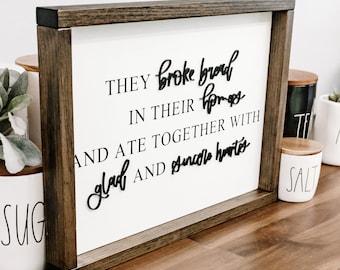Dining Room Wall Decor Quote Signs Modern Farmhouse Wall Decor Sentimental Wall Art Family Quote Signs Bible Verse Sign Broke Bread Sign