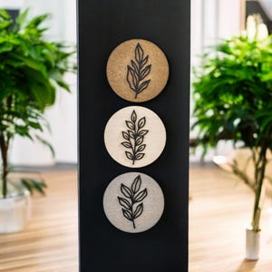 Botanical Floral Trio Round Signs Boho Wall Decor Basket Wall Addition Set Of Flower Signs