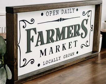 Modern Farmhouse 3D Lettered Farmers Market Sign Kitchen Wall Decor Vintage Modern Wall Art Dining Room Wall Art For Farmhouse