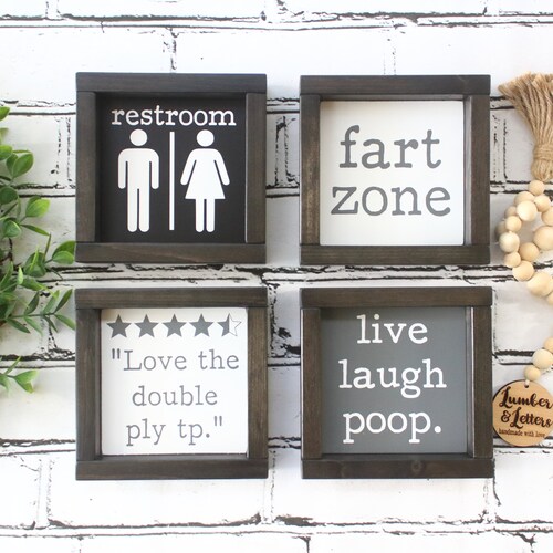 Black Bathroom Signs Modern Farmhouse Bathroom Wall Decor | Etsy