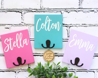 Kids Bookbag Hook With 3D Rasied Lettering Kids Coat Hook Organization For Kids Room Bathroom Wall Decor Colorful Personalized Towel Hook