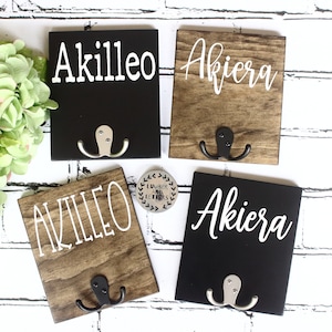 Kids Bathroom Towel Hooks Personalized Coat Hooks With 3D Raised Lettering Bookbag Hook