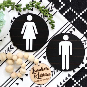 3D Shiplap Pair Of Woman and Man Restroom Signs, Modern Farmhouse Bathroom Signs, Business Restroom Signs, Bathroom Door Restroom Signs