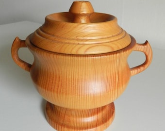 Vintage Handmade Swedish Wooden Bowl with Lid: Jewelry Trinket Box