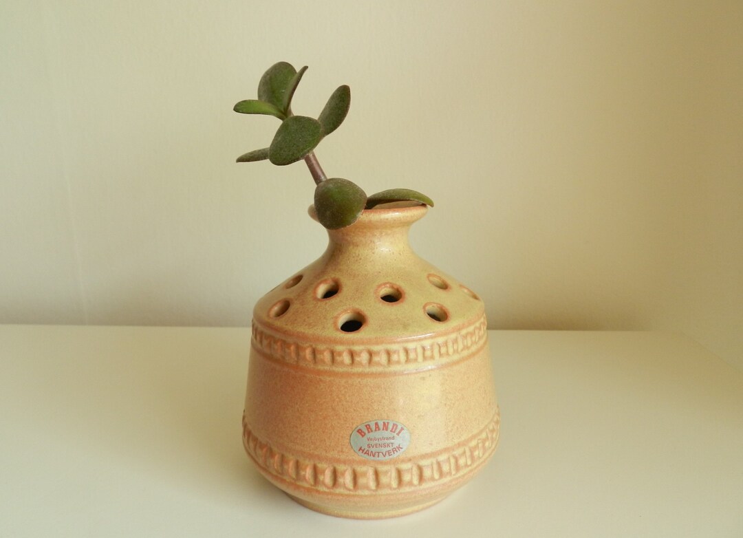 Vintage Swedish Ceramic Vase With Holes Designed by Brandi / Mid