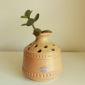 Vintage Swedish ceramic vase with holes designed by Brandi / mid-century modern art pottery made in Sweden / retro Scandinavian stoneware