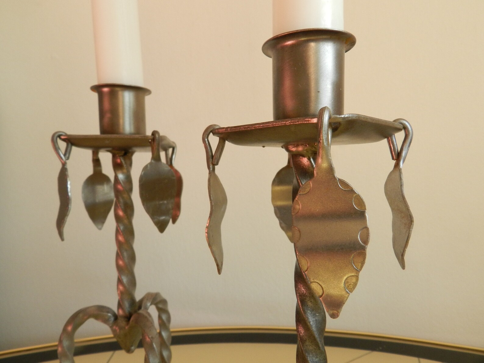 Pair of vintage metal candle holders / Swedish wrought iron Etsy