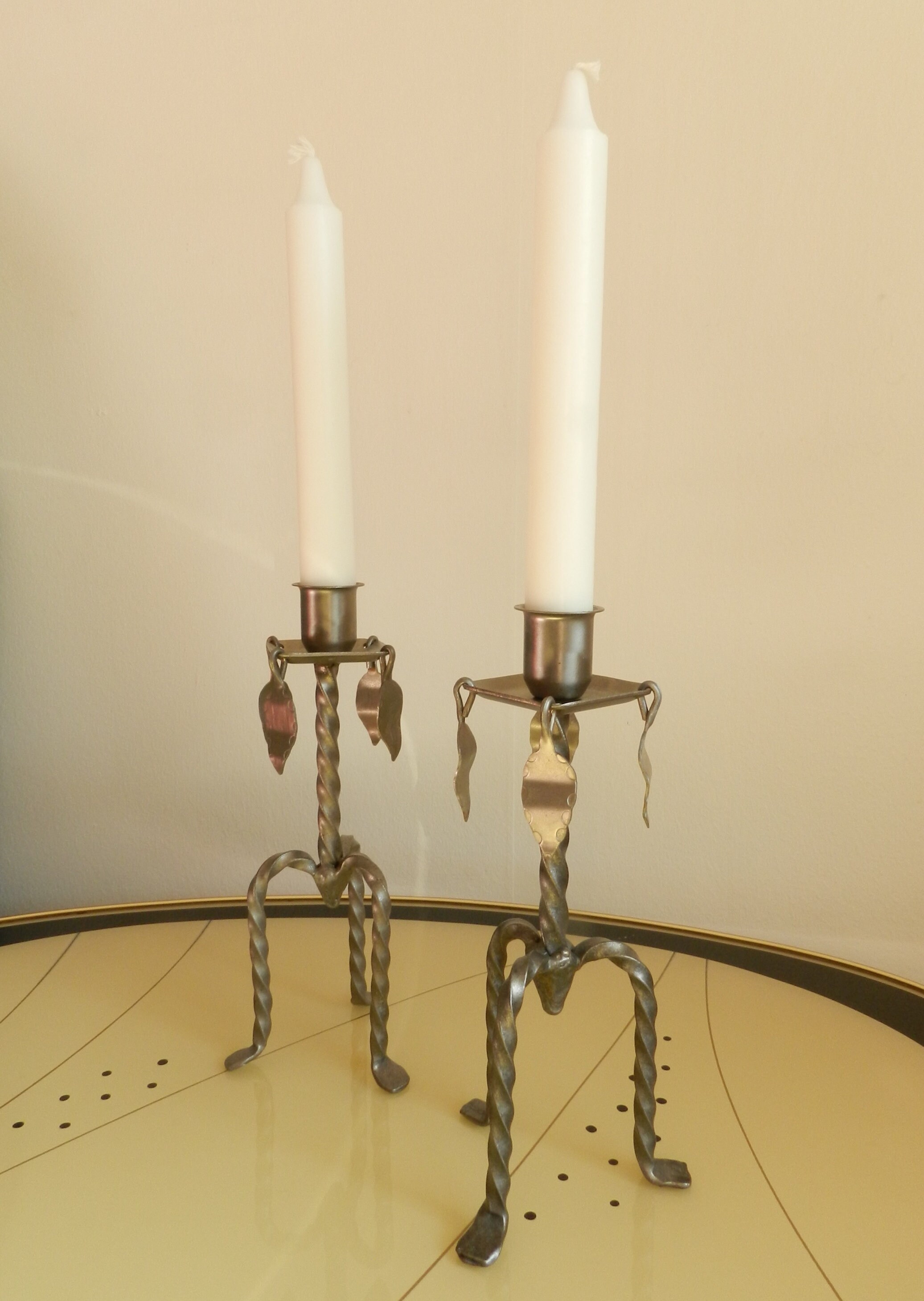 Pair of vintage metal candle holders / Swedish wrought iron Etsy