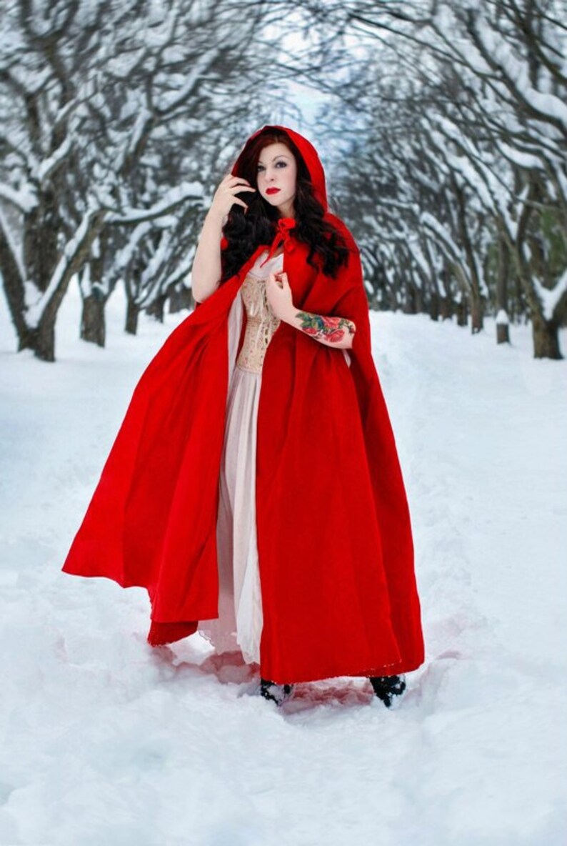 Hooded Cloak Cloak With Hood Red Cloak Velvet Cloak Red Etsy