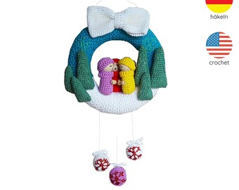 crochet pattern: winter wreath || winter decor || front door decor || door wreath || crochet pattern wreath || home decor || door hanger