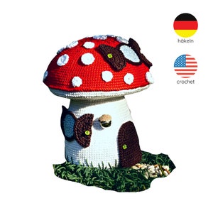 crochet pattern: doorstop mushroom || fairy house || fairy garden || gnome house || crochet home decor || fairy tale || mushroom decor