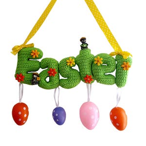 Crochet pattern easter letter door hanger