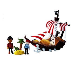 Häkelanleitung: Piraten Spielwelt mit einem faszinierenden Piratenschiff. Amigurumi häkeln, DIY-Spielzeug, Piratenschiff für Kinder