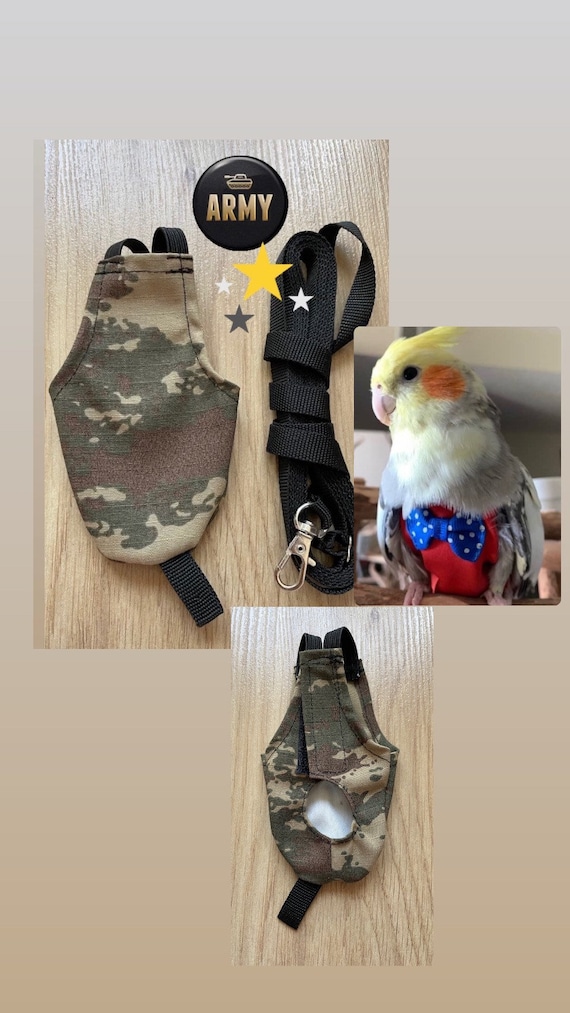 Army Bird Diaper Parrot Flight Suit 2meters Leash Cockatiel Lovebird Indian Ringneck African Grey happyparrotshome Etsy UK