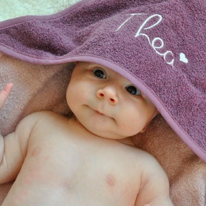 Hooded Towel 100 Cm Mauve Peach With Name Bath Towel Baby Etsy