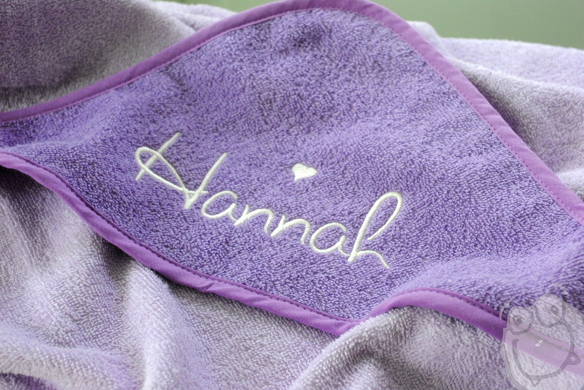 80 Cm Bath Towel Baby 05 Purple Lilac Embroidered With Name Etsy UK