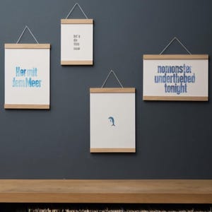 TIRA PARA PÓSTER en lugar de marco de fotos ROBLE natural con imanes para DIN A5 / A4 / A3 / A2 Tiras de madera flexibles para dibujos de carteles