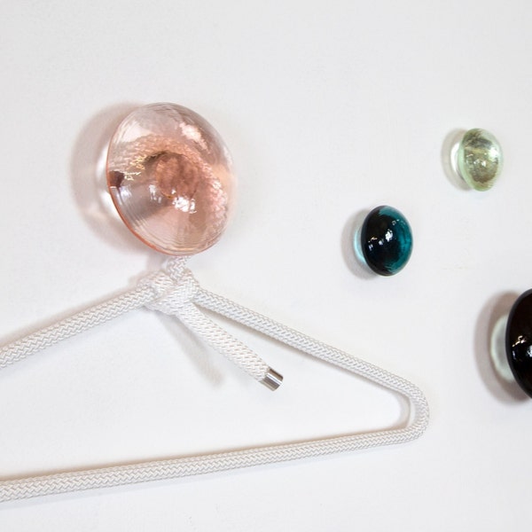 Garderoben-Knäufe Knauf Haken aus Glas - div. Größe und Farbe - NEU hergestellt in Bayern - glass wardrobe dots hooks handle knobs