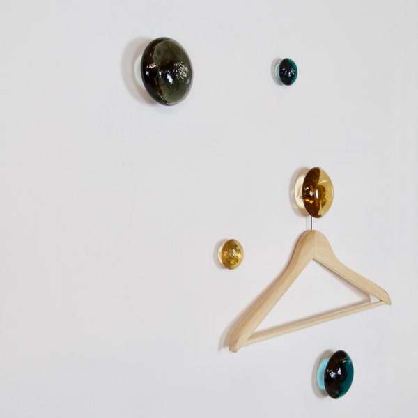 Garderoben-Knäufe Knauf Haken aus Glas - div. Größe und Farbe - NEU Kindergarderobe - glass wardrobe hooks handle knobs