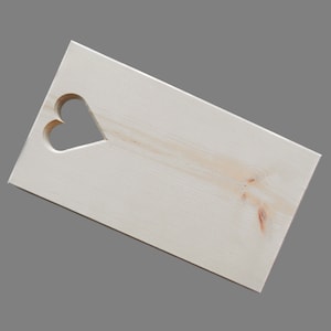 New BREAD BOARD & cutting board with heart cutout made of Swiss pine approx. 24 x 13.5 cm - Breakfast board Zirbel Love