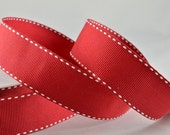 Red and white ribbon Bright Red, Rouge, lipstick red ribbon. bows wedding gifts hair bows 20 meters gift ribbon 25mm thick white side stitch