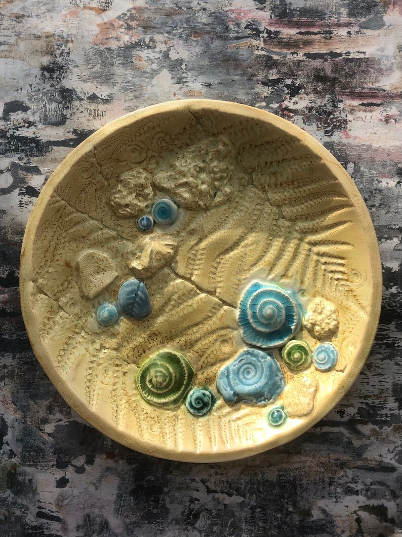 Jurassic Inspired Ceramic Bowl Ammonites Fossils Ferns | Etsy