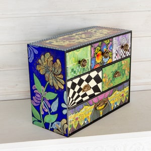 Desktop Makeup organizer, Hand Painted Furniture, Large jewelry box, Chest of drawers Ikea Moppe, Mini chest of drawers, Vanity Makeup