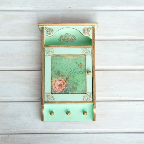 Wooden key box Home Sweet Home, Key storage cabinet, Wall key organizer, Wall key cabinet, Rustic wall cabinet, Key holder, Wall hanging