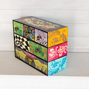 Desktop Makeup organizer, Hand Painted Furniture, Large jewelry box, Chest of drawers Ikea Moppe, Mini chest of drawers, Vanity Makeup