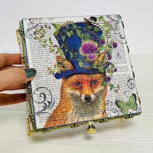 Wooden Jewelry Box Red Fox, Trinket Box, Woodland Animals, Desk organisation, Fox Lover Gift, Fox decor
