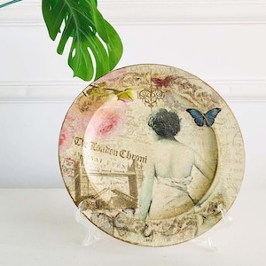 Decorative wooden plate Paris, Ready to ship, Collectible plate, Shabby chic plate, Wooden decorative plate
