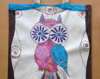 Canvas tote bag Owl, Market bag, Animal tote, Beach bag, Pool bag, Cotton tote bag, Shoulder bag, Owl gift, Hand painted bag, Shopping Bag