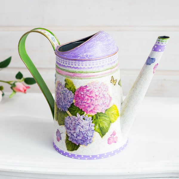 Metal watering can, Hand painted watering can, Rustic watering can, Farmhouse decor, Floral water can, Garden lover gift