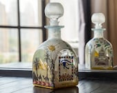 Stained Glass bottle Egypt, Decorative bottle, Recycled wine bottle, Hand Painted Bottle, Stained glass painting, Glass home decor