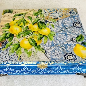 Large 8-9-12 Compartments Box, Lemons Home Decor, Accessories Holder, Storage Box, Desk Organization, Trinket Box, Wooden Kitchen Decor