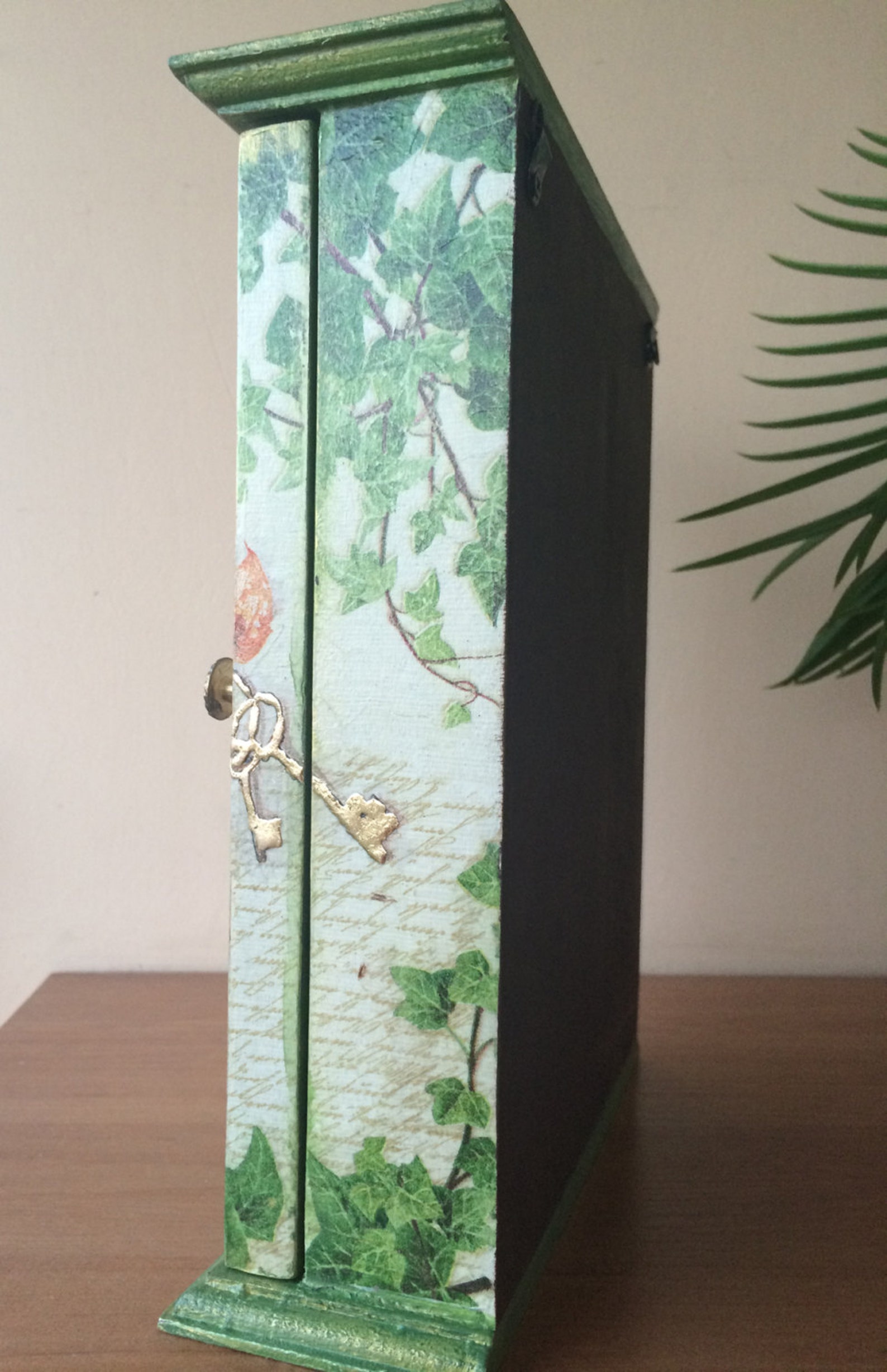 Wooden Key Organizer Rustic Wall Cabinet Green Key Boxkey - Etsy