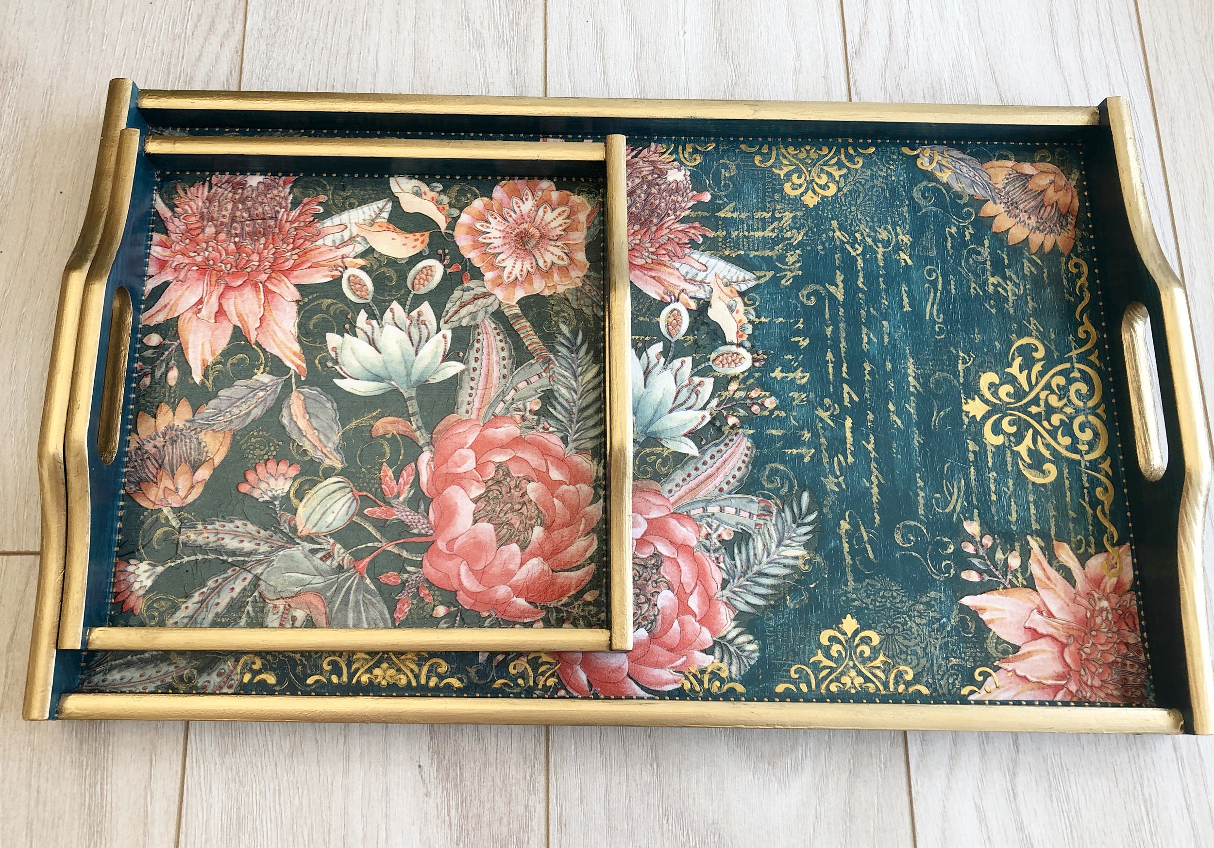 Small breakfast in bed tray Green Bed tray Serving tray Etsy