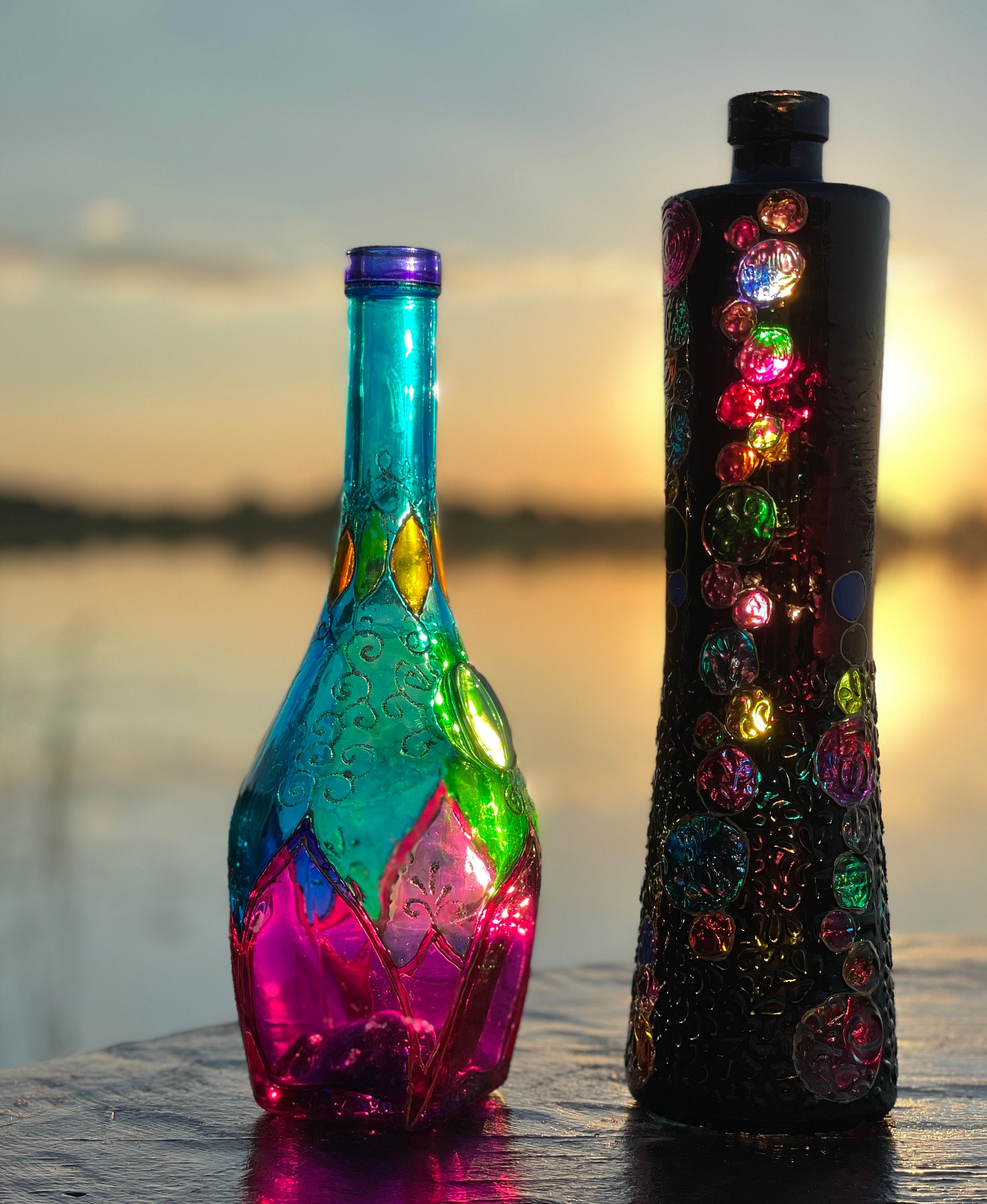 Wine bottle stained glass - Etsy 日本