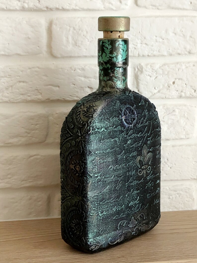 Glass Bottle Fire Breathing Decorative Bottle Hand Painted Etsy